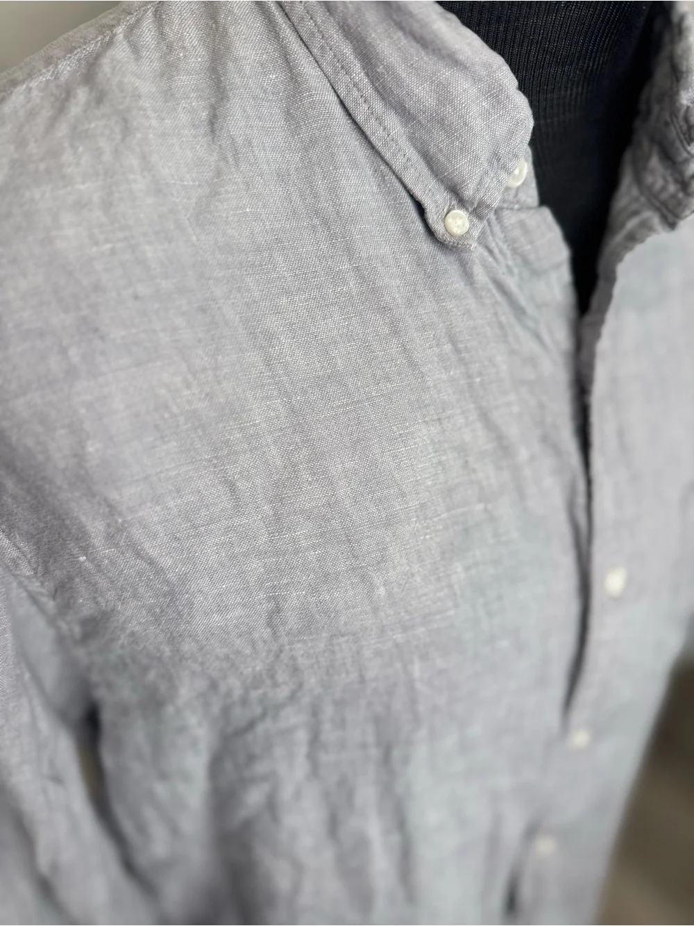 J. Crew Light Gray Button-Down Linen Shirt 1308
